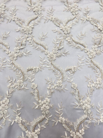Handmade Bridal Embroidered Beaded Lace Fabric